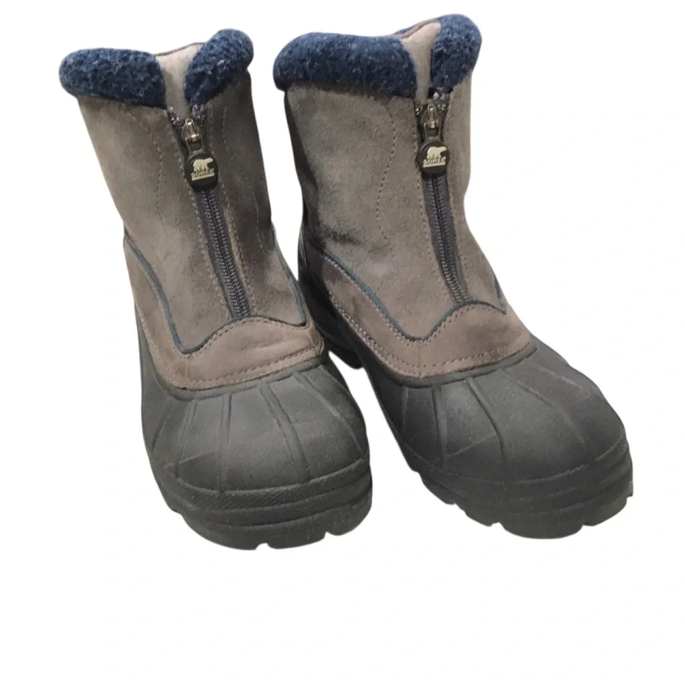 Sorel Insulation Leather Waterproof Blue Black Winter Boots Shoes 7.